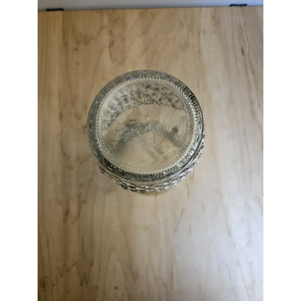 Hoosier Glass Clear Ribbed Vase Diamond Pattern Flared Rim Vintage 9